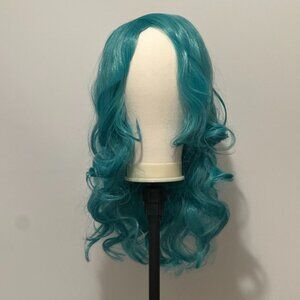 25” Ice Blue Synthetic Wig • Loose Curls • Full Volume